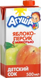 Сок Агуша яблоко персик с мякотью 500 мл