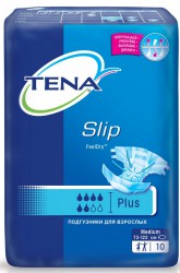 Подгузники для взрослых, Tena (Тена) р. M 10 шт слип плюс