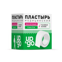 Пластырь медицинский фиксирующий UP&GO на тканевой основе р. 5смх500см 1 шт.