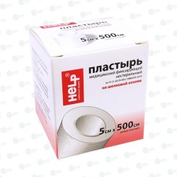 Пластырь медицинский фиксирующий Help на шелковой основе (катушка) р. 5смх500см 1 шт.