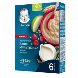 Каша молочная Gerber Мультизлак яблоко малина 180 г